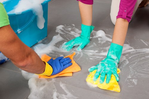 Professional cleaner performing deep cleaning services
